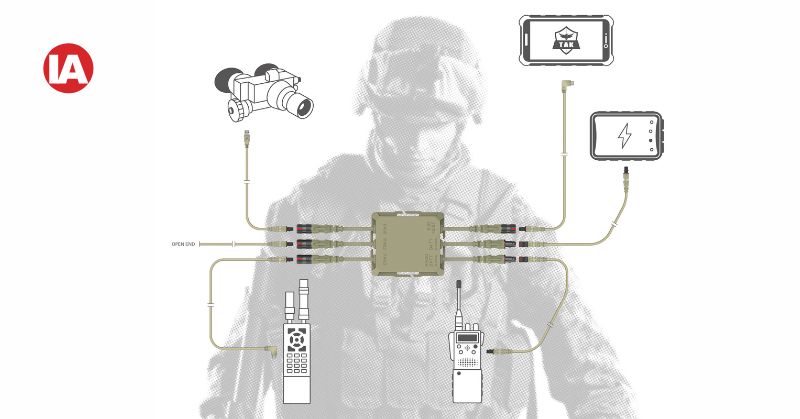The Fischer KEYSTONE™ Tactical Hub connects soldier digital equipment to manage flows of data and power efficiently and easily.